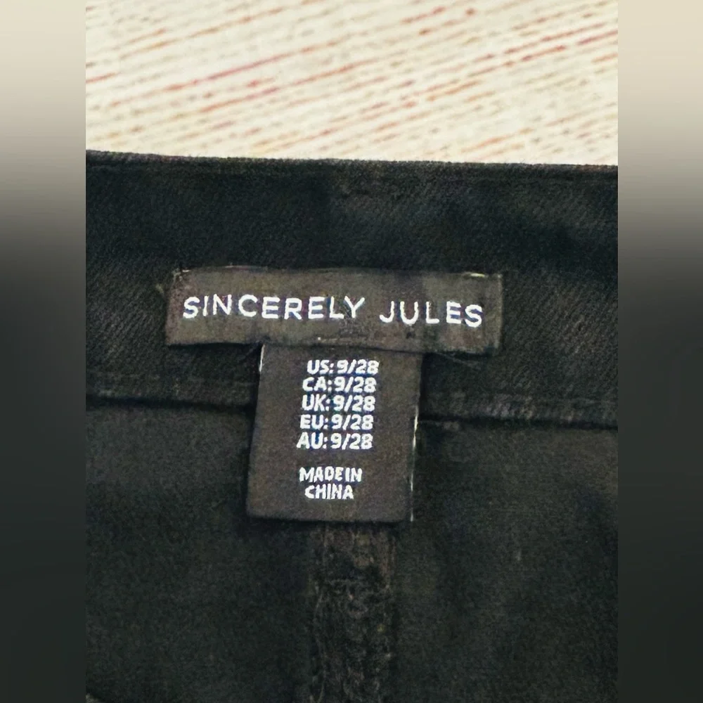 Sincerely Jules Women’s Black Front Slit Cargo Maxi Denim Skirt Size 9/28 NWT